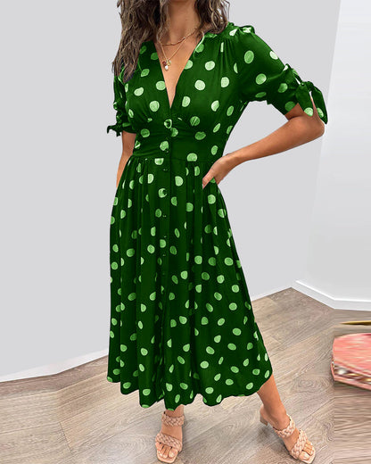 Mina™ | V-Neck Polka Dot Dress