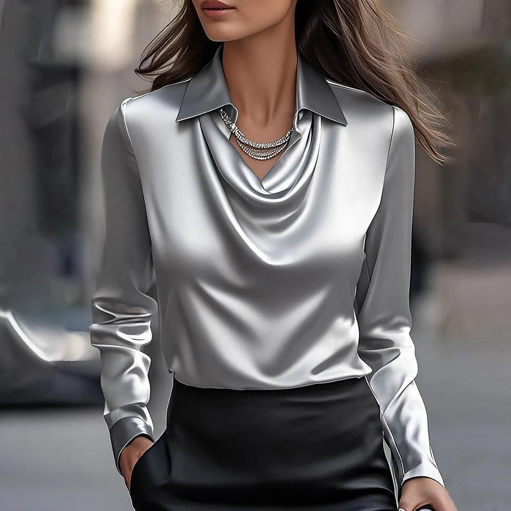 Léa | Draped Satin Blouse for Effortless Elegance