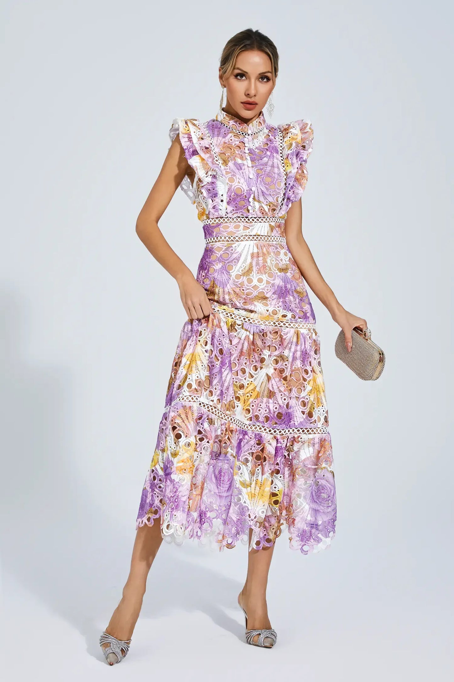 Paula Hollow Sleeveless Midi Dress