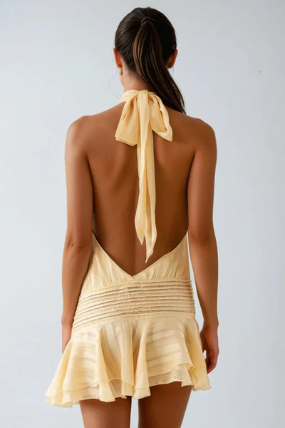 Barret Halter Neck Ruffle Mini Dress