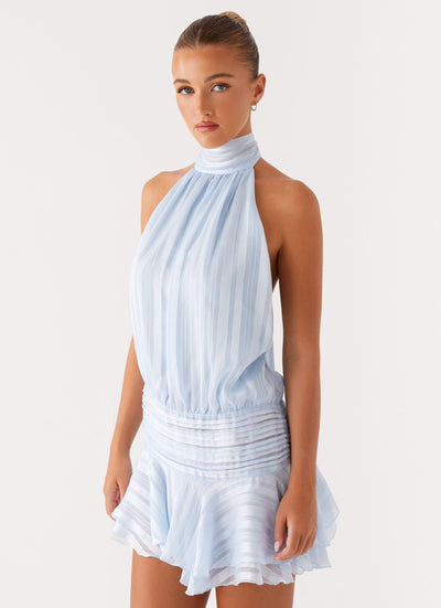 Barret Halter Neck Ruffle Mini Dress