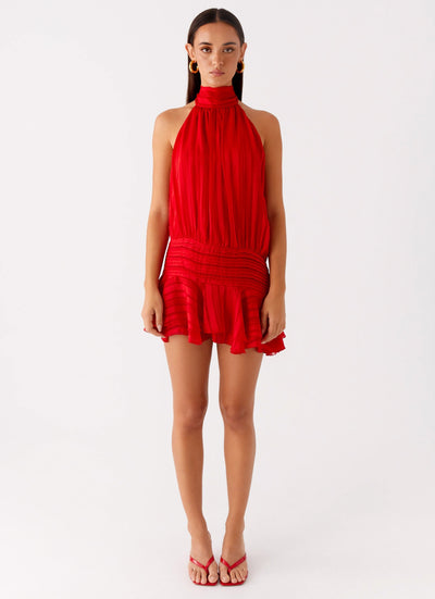 Barret Halter Neck Ruffle Mini Dress