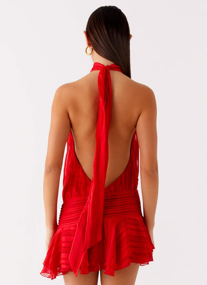 Barret Halter Neck Ruffle Mini Dress