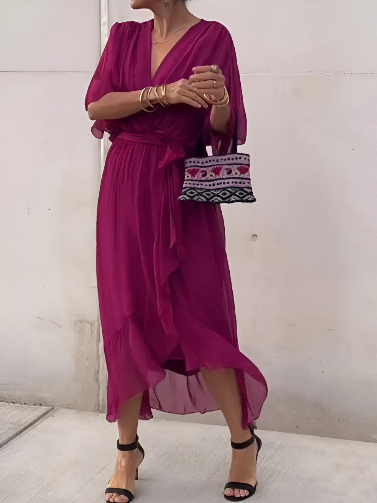 Monica™ | V-Neck Chiffon Dress