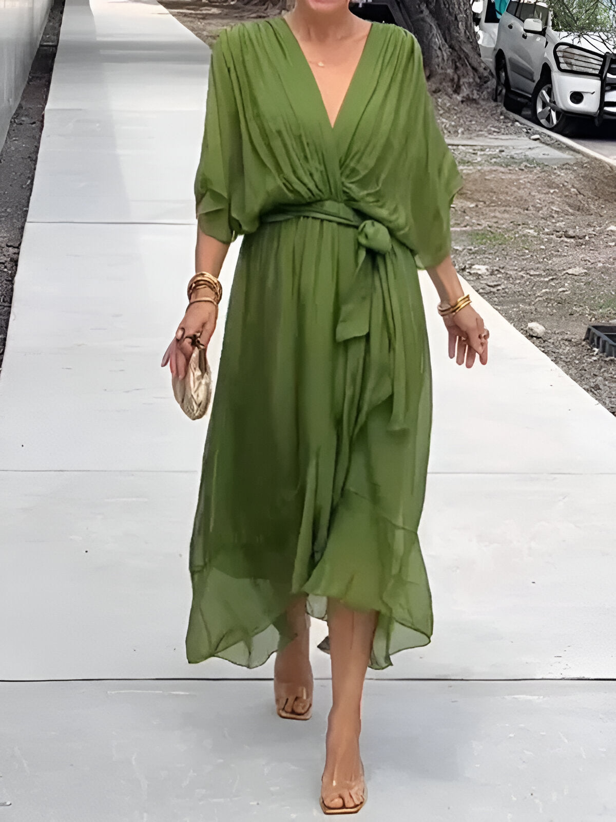 Monica™ | V-Neck Chiffon Dress