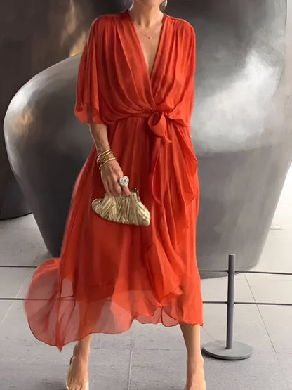 Monica™ | V-Neck Chiffon Dress